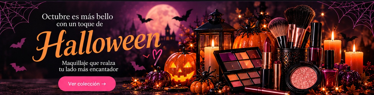 Octubre es más bello con un toque de Halloween: maquillaje, calabazas y decoración de temporada.
