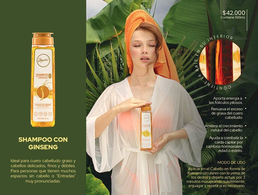 Shampoo con ginseng Anyeluz referencia SM-152