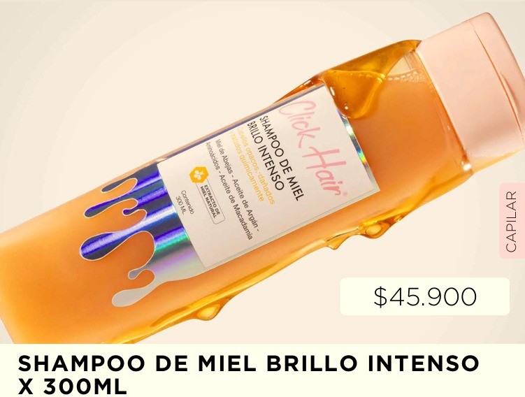 Shampoo de miel brillo intenso Clickair 300 ml referencia SM-158