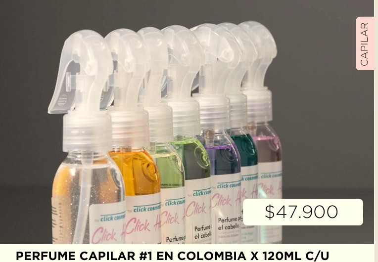 Perfume capilar 4 en Colombia Clickair 120 ml referencia SM-160