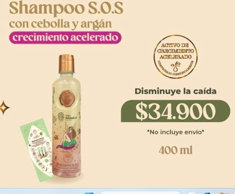 Shampoo SOS con cebolla y argán Ritual Botánico 400 ml referencia SM-193