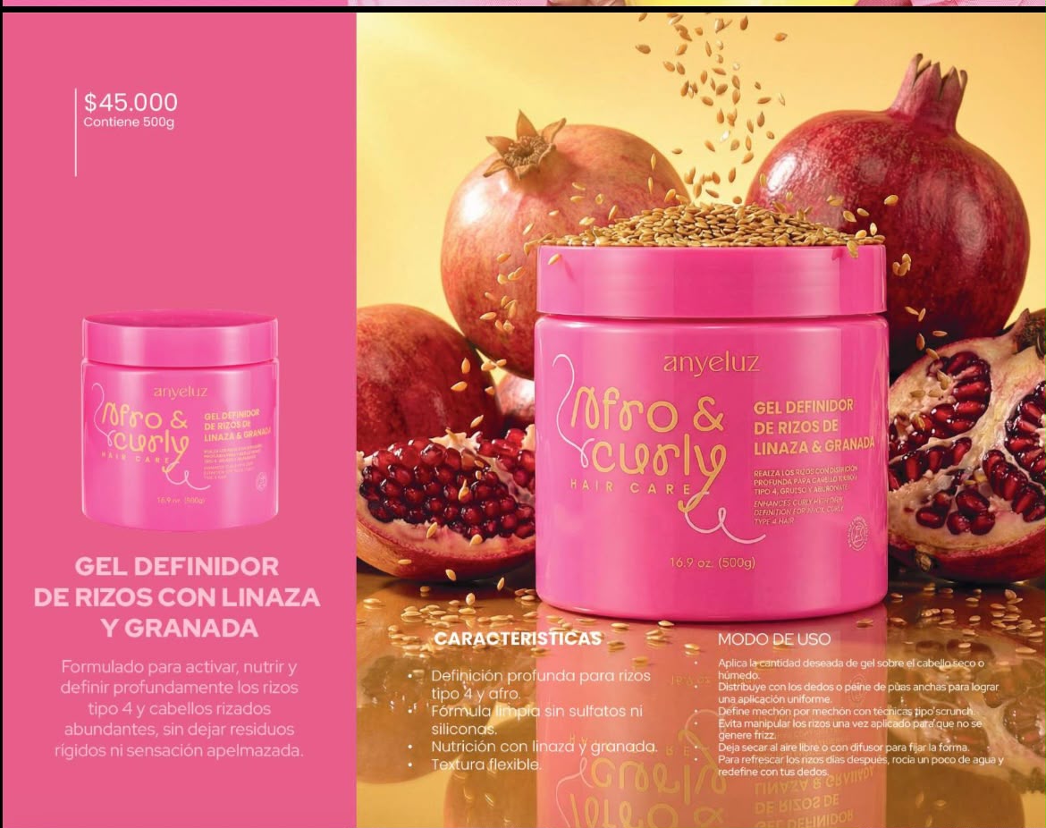 Gel Definidor de Rizos con Linaza y Granada Anyeluz 500 g referencia SM-230