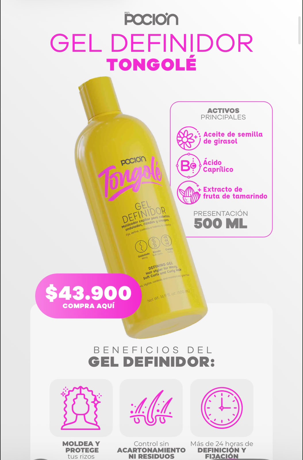 Gel Definidor Tongolé Poción 500 ml referencia SM-233