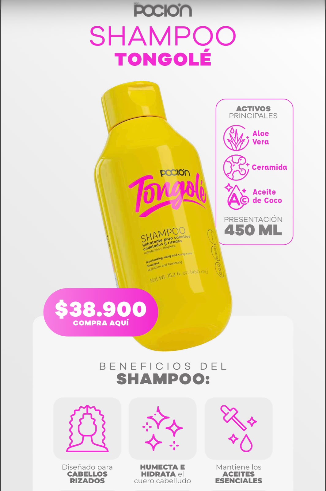 Shampoo Tongolé Poción 450 ml referencia SM-237